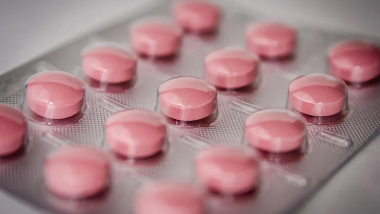 Blister pack of pink tablets