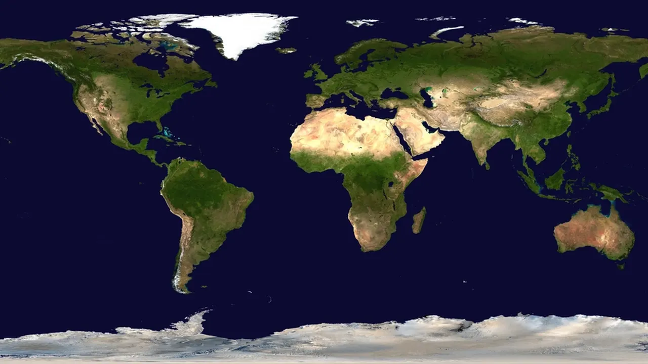 Satellite image of the world map at night